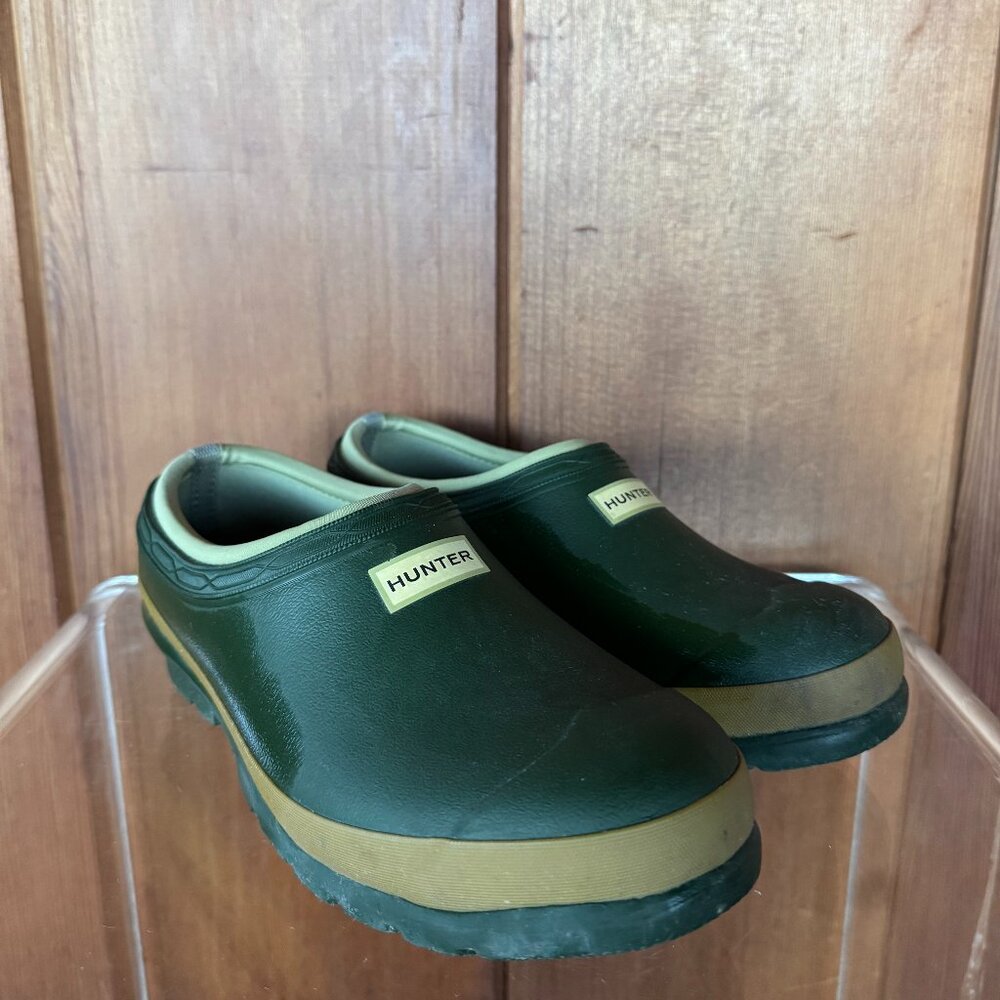 Hunter Gardener Neo Lined Waterproof Clogs Green Rubber Slip-On | W Size 7